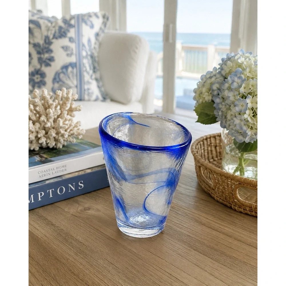 Kosta Boda Ulrica Hydman-Vallien UVH Blue Art Glass Vase Asymmetrical Sweden